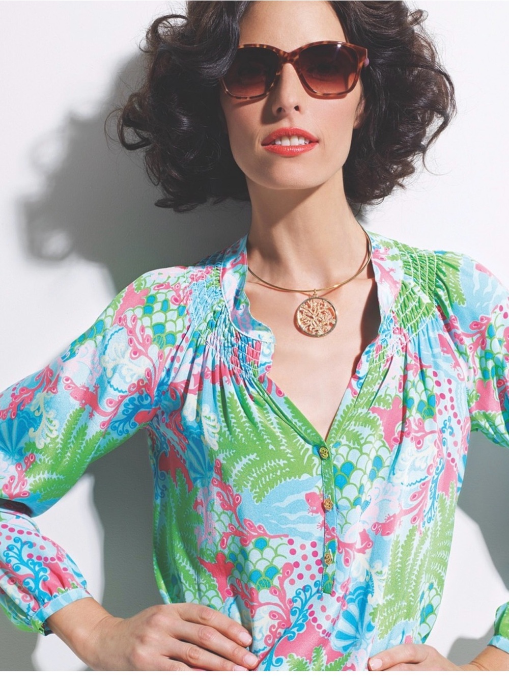 Lilly Pulitzer Multi-Color Floral Button-Front Blouse